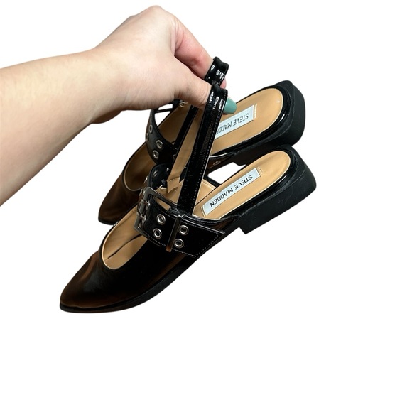 Steve Madden Black Womens Karson Slingback Flat‎ with Buckle - Picture 4 of 8